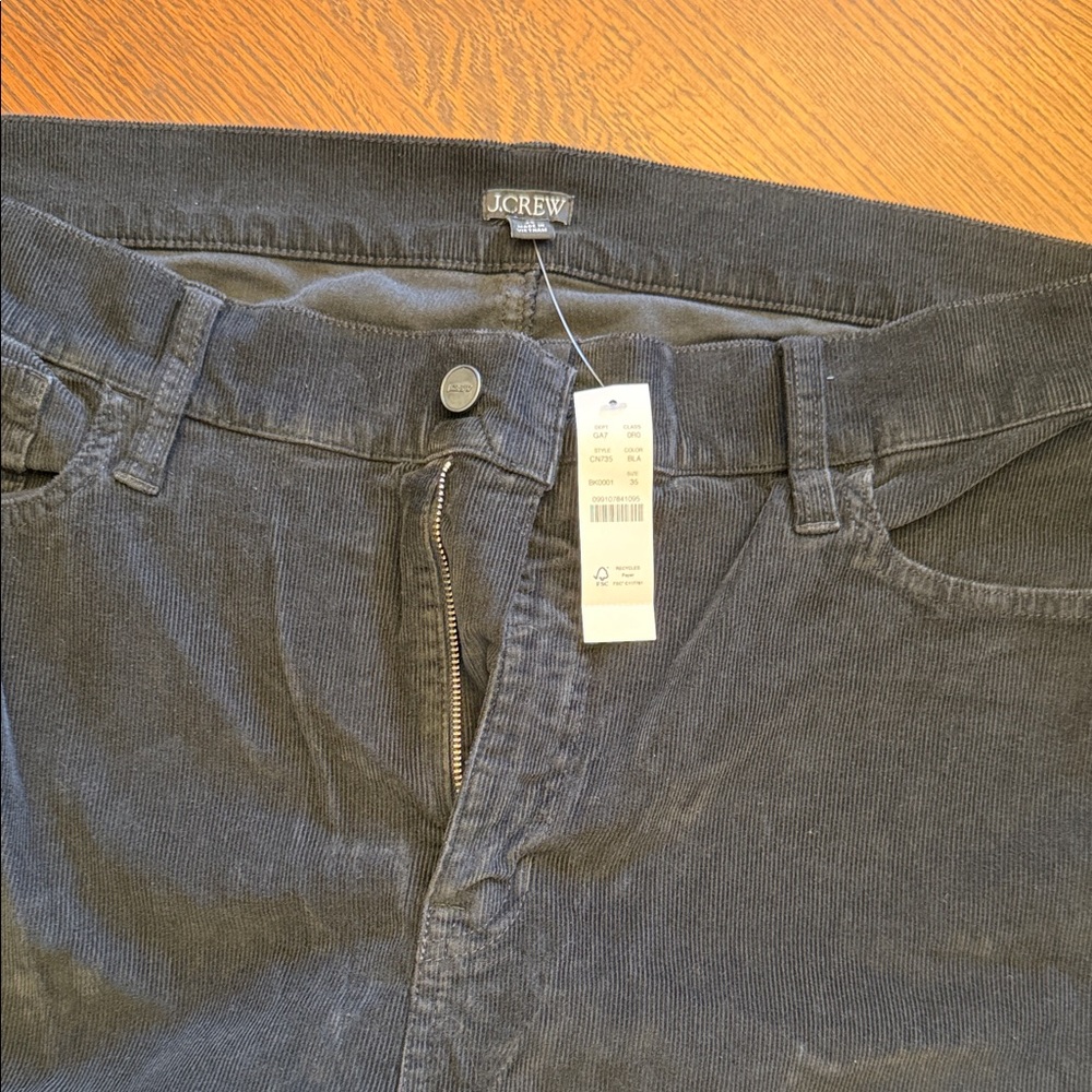 J. Crew Black Corduroy Straight-Leg Pants ankle NWT